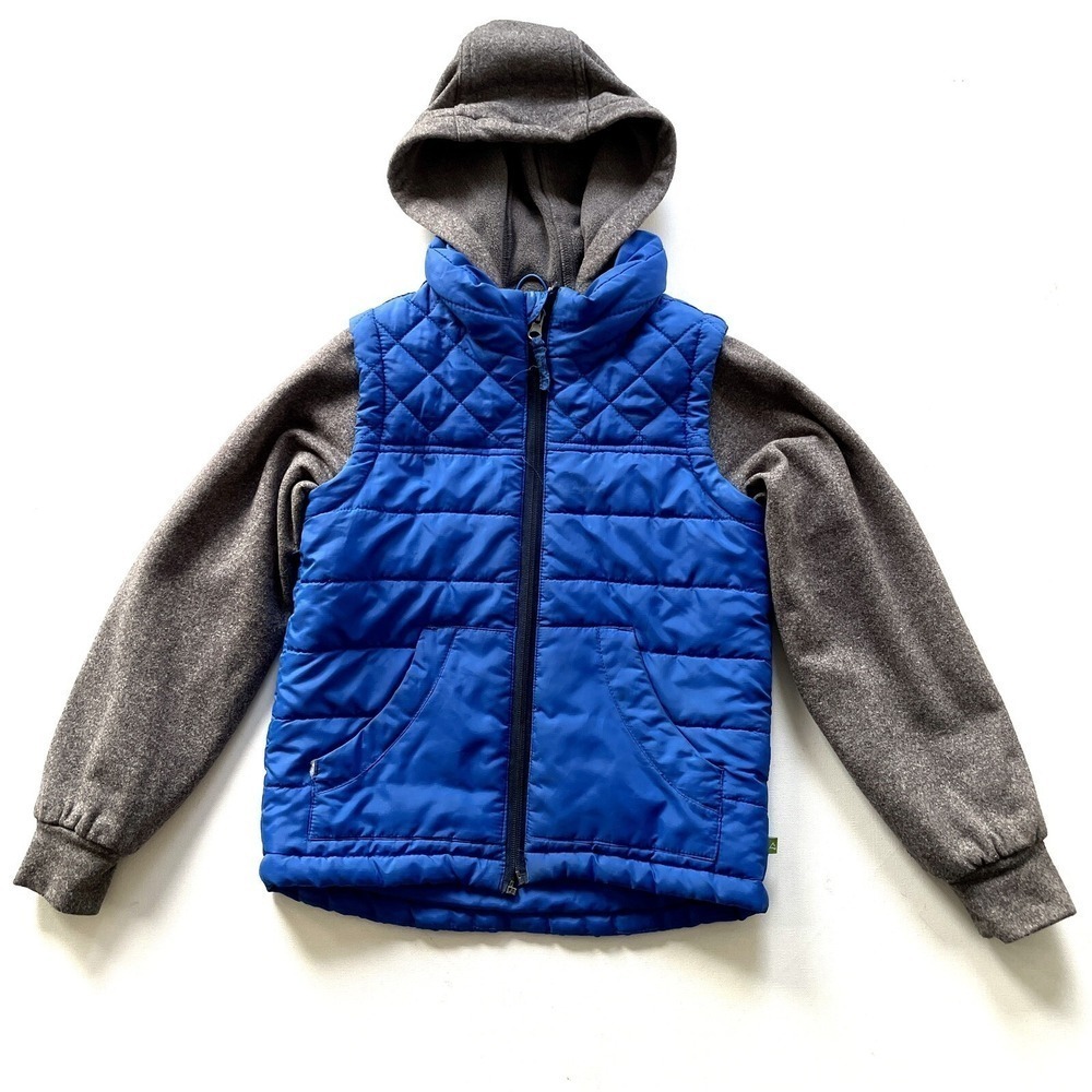 Alpine Design Boys Size 6-7 Blue Gray Hooded Puffer Vest Full Zip Outdoor Casual